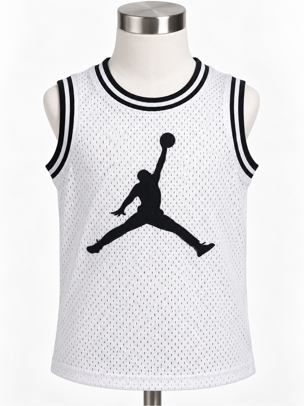Jordan Kids White Black Jumpman Mesh Basketball Jersey Size 6